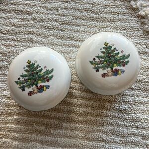 Vintage Happy Holidays Nikko Covered Bon Bon Dishes